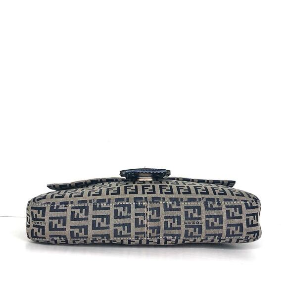 Vintage Fendi Zucchino Navy Blue FF Monogram Baguette Shoulder Bag - Picture 6 of 12